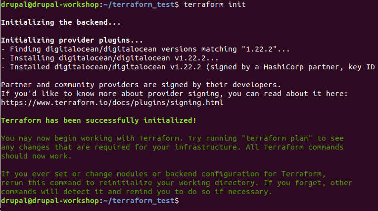 Running the Terraform init provider