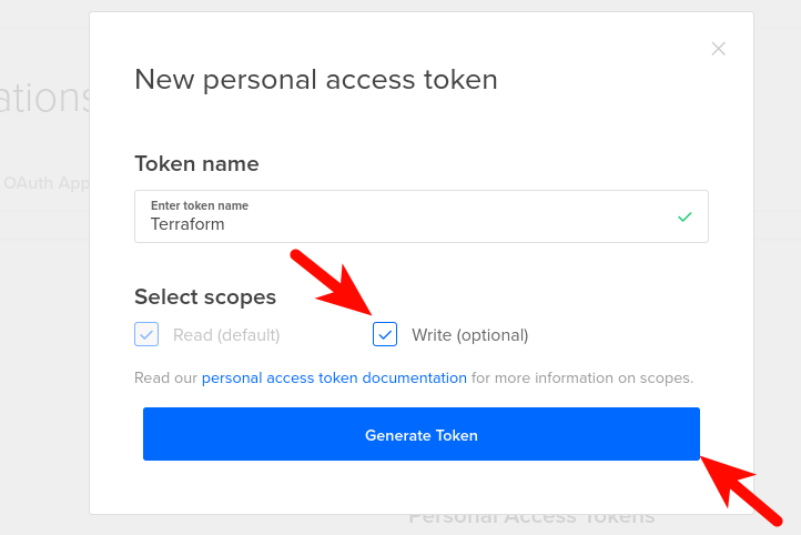 Ask for a token from Digital Ocean